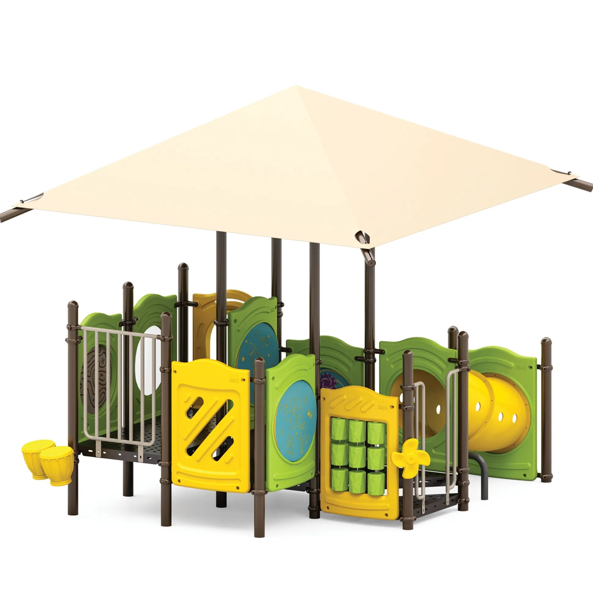 Sweet Pea Compact Toddler Playground | Playset with Built-In Shade and Activity Panels