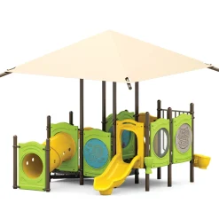Sweet Pea Compact Toddler Playground | Playset with Built-In Shade and Activity Panels