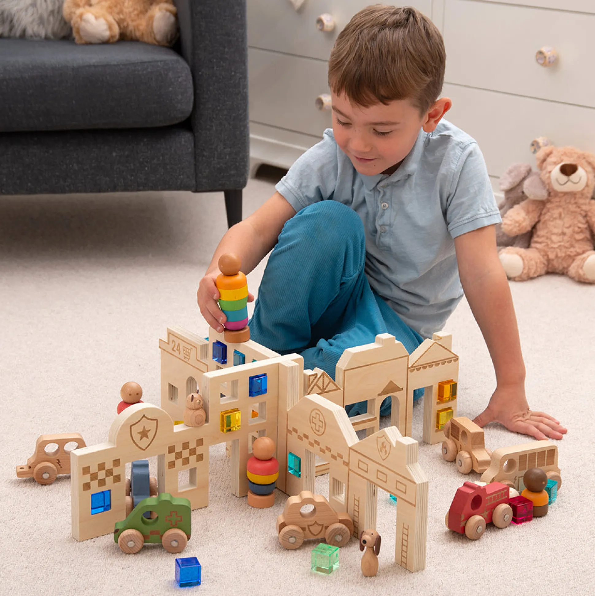 Tactile Town Discovery Dividers | Wooden Storytelling & Sensory Play Panels