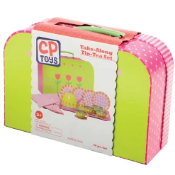 Take-Along Tin Tea Set | 20-Piece Service for 4 with Tray, Tea Pot & Accessories