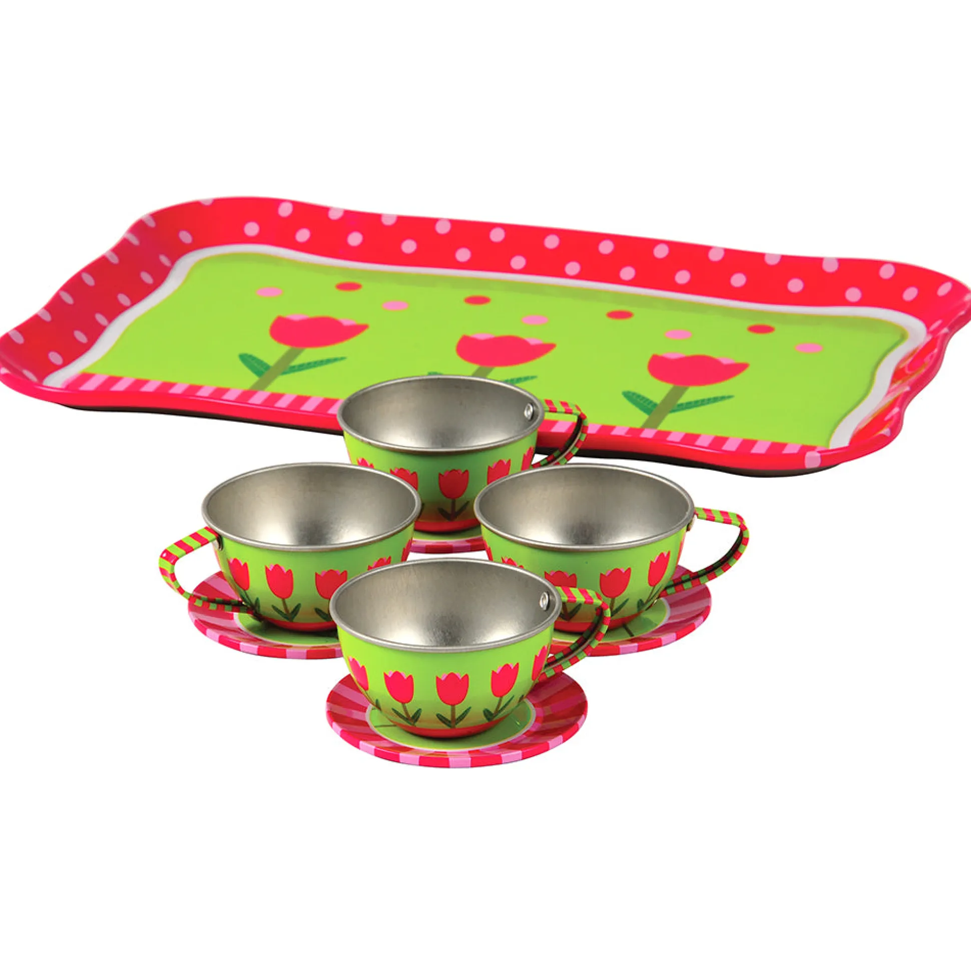 Take-Along Tin Tea Set | 20-Piece Service for 4 with Tray, Tea Pot & Accessories