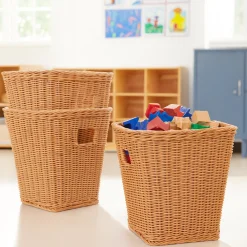Tall Plastic Wicker Baskets - Set of 3