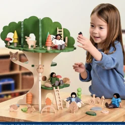3-Tier Woodland Treehouse Playset | 15-Piece Birch Wood Set