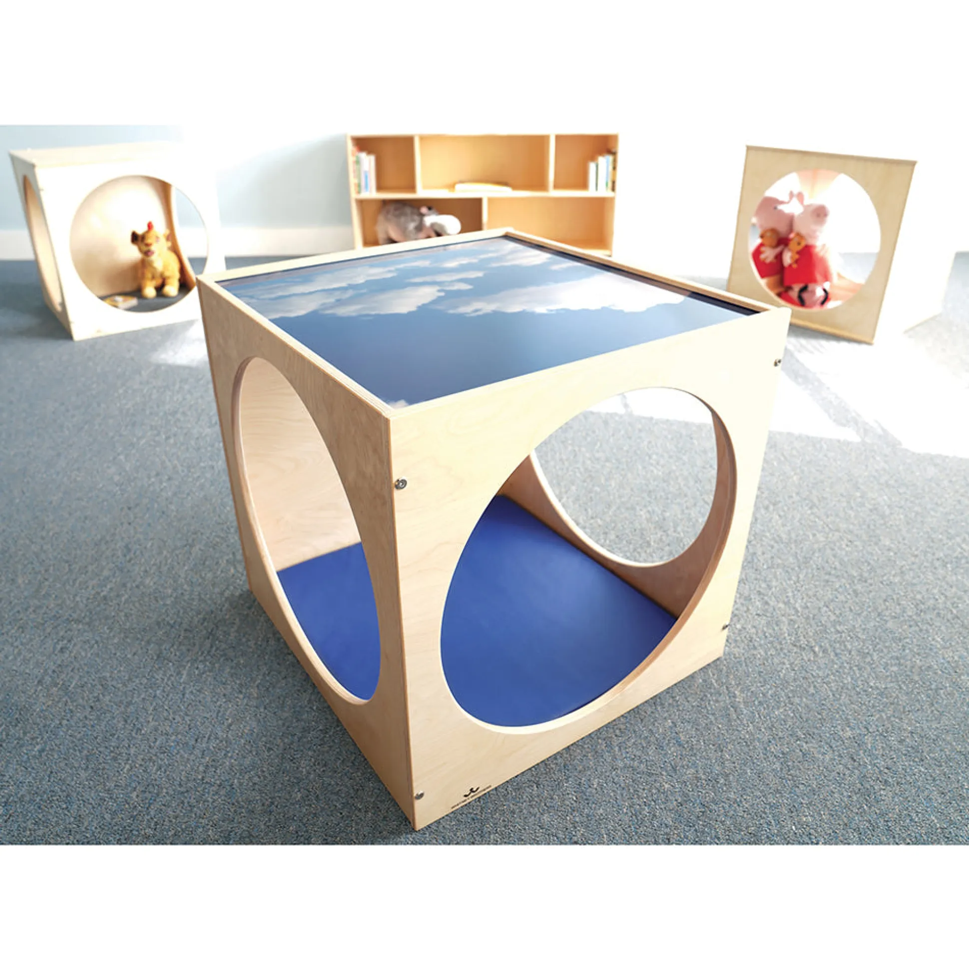Toddler Acrylic Sky Top Play Cube | Quiet Play & Rest Cube with Shatterproof Acrylic Panel and Floor Mat