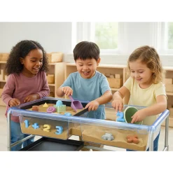 Toddler Clear-View Sand & Water Tray Set | Transparent Sensory Table with Stand & Lids