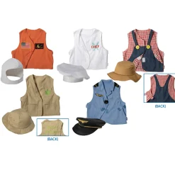 Toddler Dress-Up Vests & Hats Collection: Role-Play Set of 5 | Astronaut, Chef, Farmer, Nature Explorer & Pilot