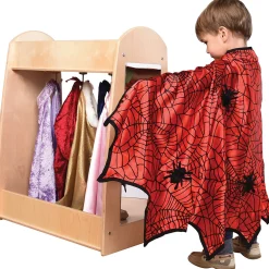Toddler Hardwood Dress-Up Center with Mirror, Hooks & Storage Shelves | Pretend Play Closet