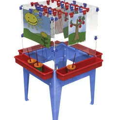 Toddler Indoor/Outdoor 4-Sided Clear Art Easel with Center Drying Rack