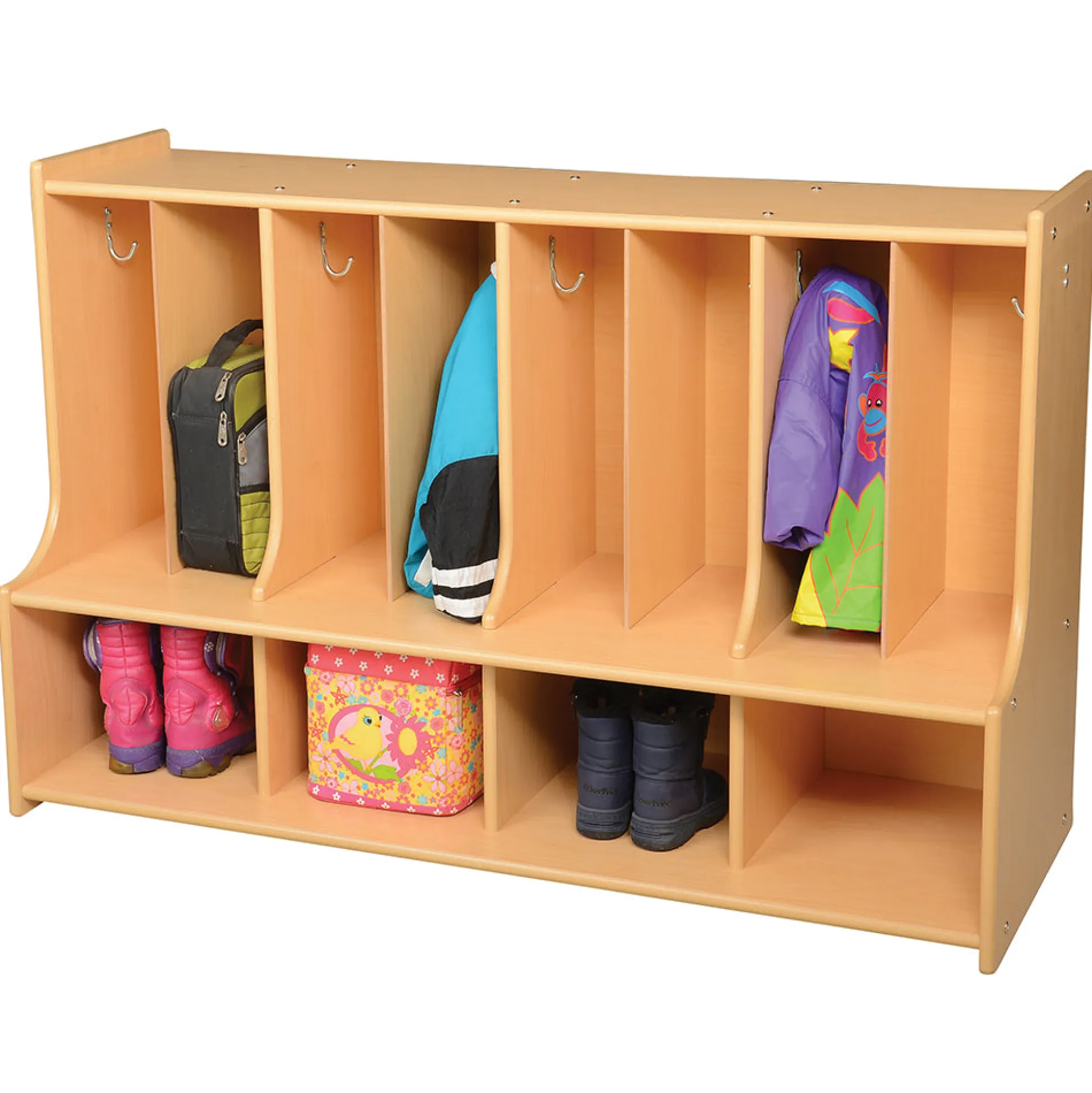 Toddler Locker Unit with Cubbies, Seat & Coat Hooks