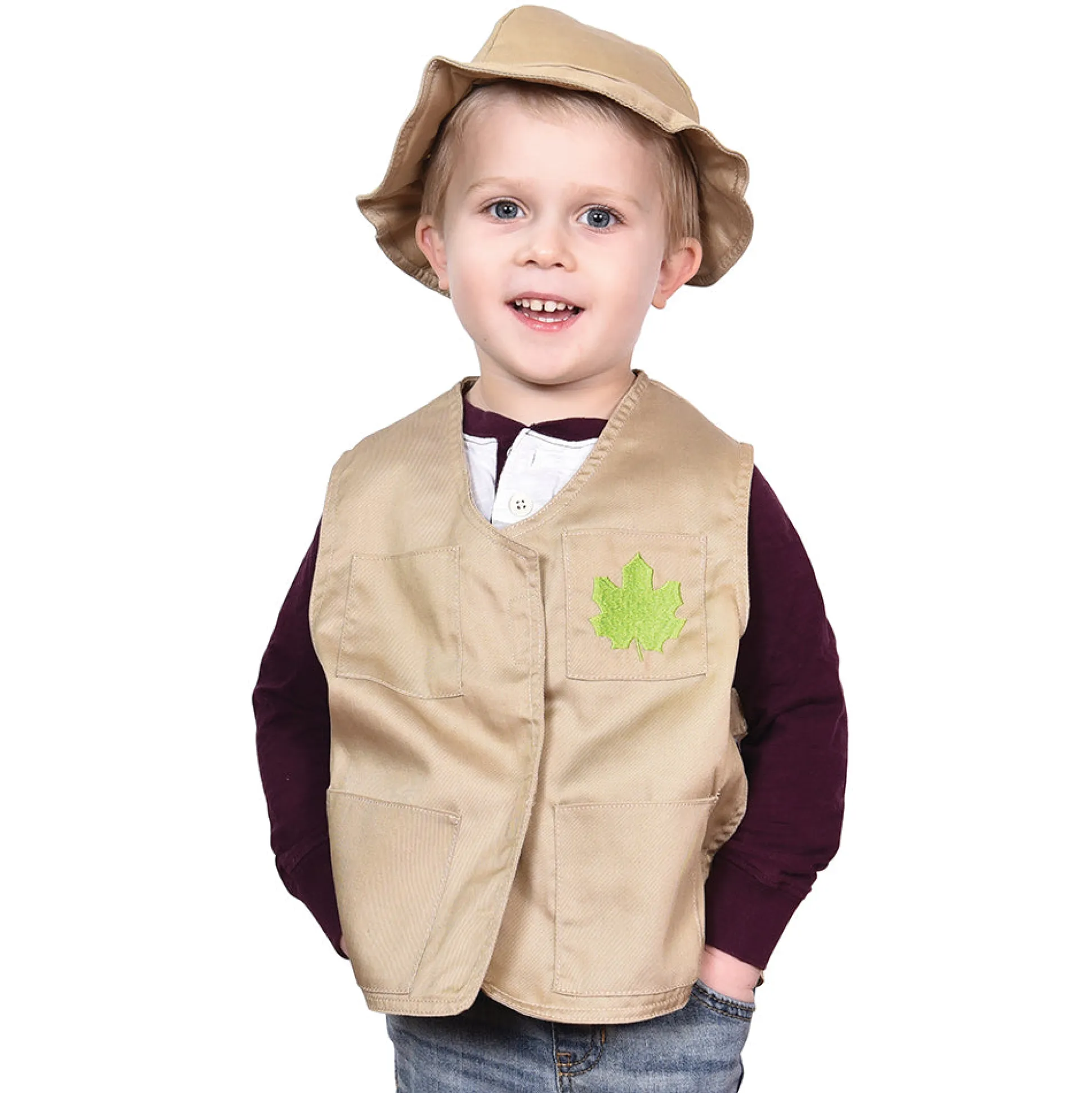 Toddler Nature Explorer Role-Play Vest & Hat | Easy Slip-On with Hook & Loop Closures