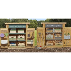 Toddler Outdoor Storage Shed | Child-Sized Wooden Learning & Math Materials Organizer