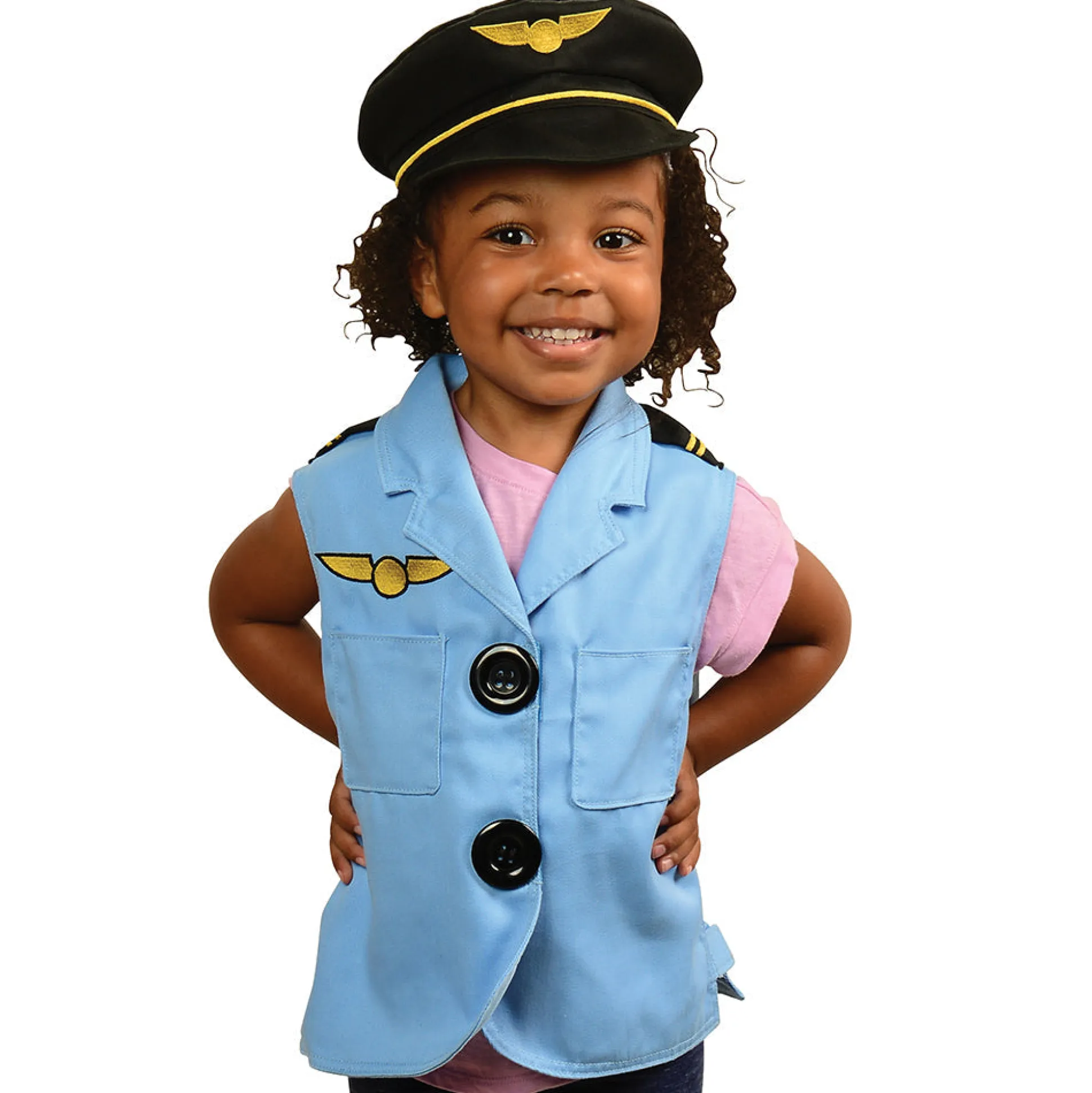 Toddler Pilot Role-Play Vest & Hat | Easy Slip-On with Hook & Loop Closures