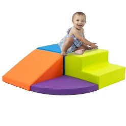 Toddler Playtime Corner Climber | 4-Piece Foam Indoor Climbing Playset with Slide