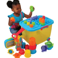 Toddler Toy Trolley | Rolling Wagon with Shape Sorter, Blocks, and Interactive Play Toys