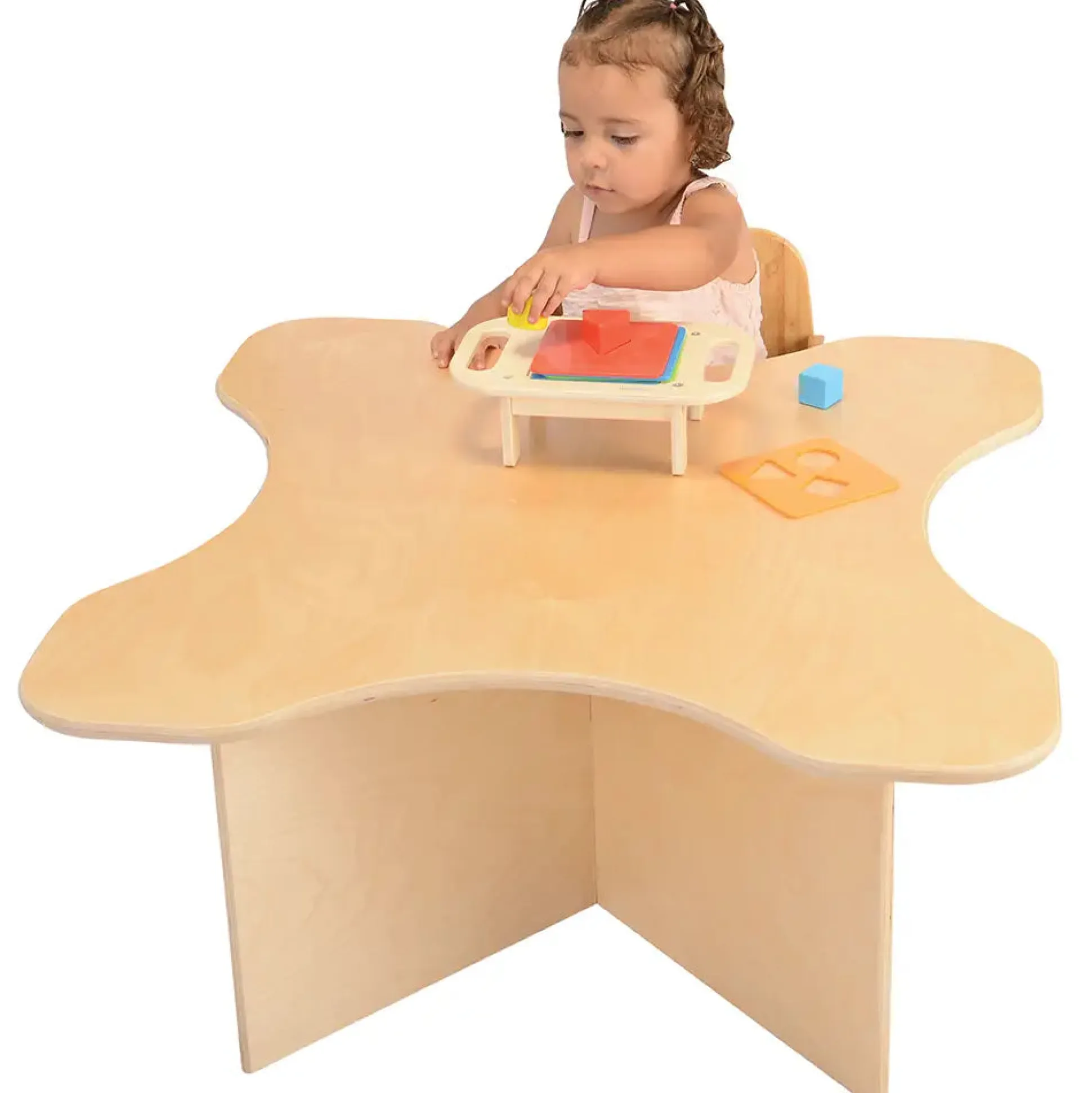 Toddler Transition Table with Durable Tuff-Gloss UV Finish | 15" H Wood Classroom Activity Table