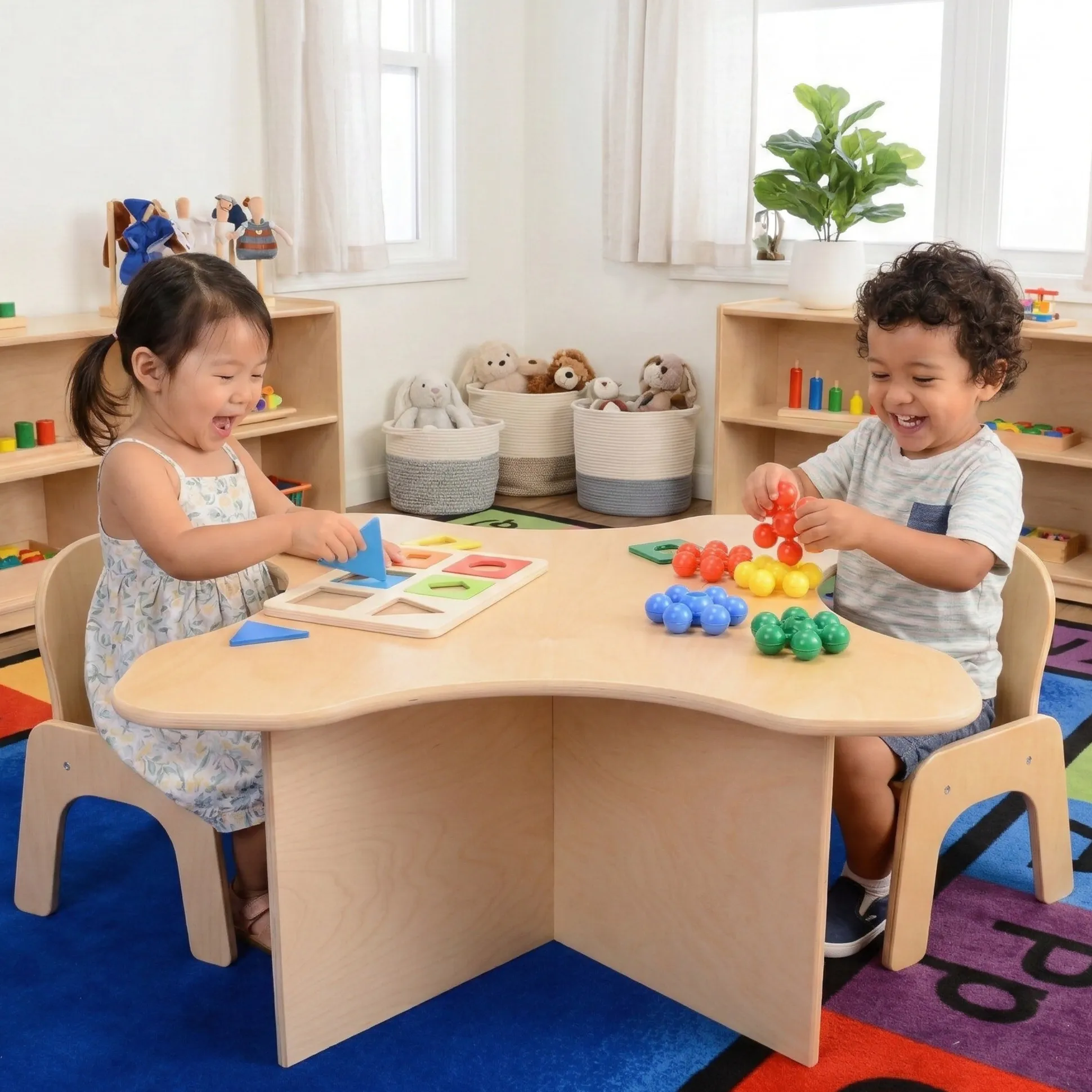 Toddler Transition Table with Durable Tuff-Gloss UV Finish | 15" H Wood Classroom Activity Table