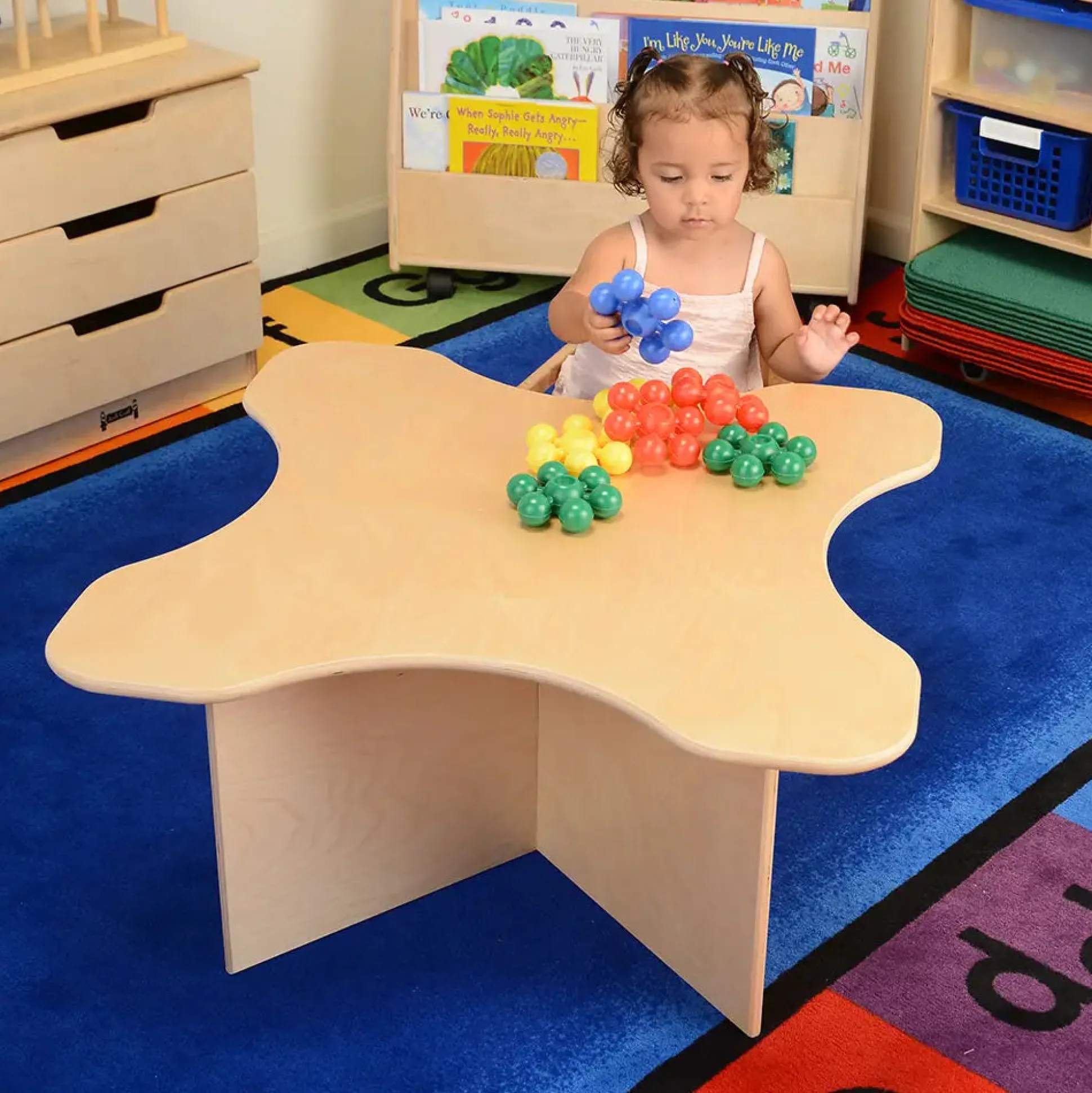 Toddler Transition Table with Durable Tuff-Gloss UV Finish | 15" H Wood Classroom Activity Table