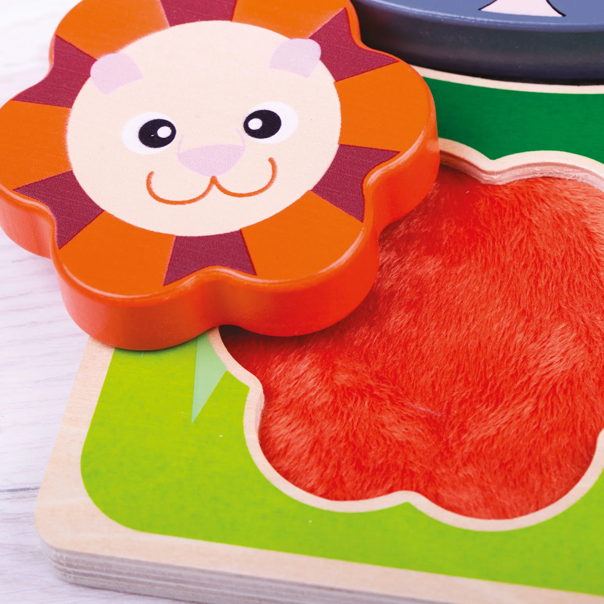 Touch and Feel Puzzle Set | Wooden Sensory Farm & Safari Animal Puzzles with Textured Pieces