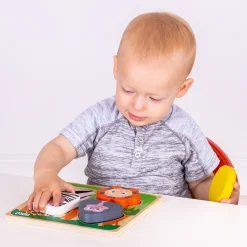 Touch and Feel Safari Puzzle | Wooden Sensory Shape Sorter with Textured Animal Pieces