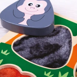 Touch and Feel Safari Puzzle | Wooden Sensory Shape Sorter with Textured Animal Pieces