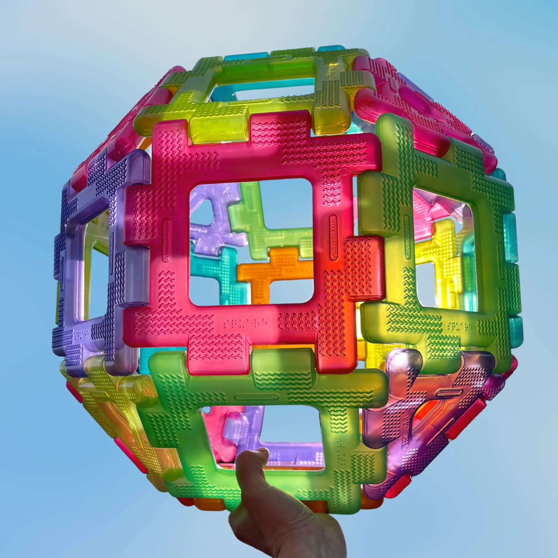 Translucent Giant Polydron 60 Piece Construction Set | Large STEM Building Shapes with Squares & Triangles