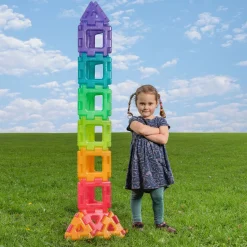 Translucent Giant Polydron 60 Piece Construction Set | Large STEM Building Shapes with Squares & Triangles