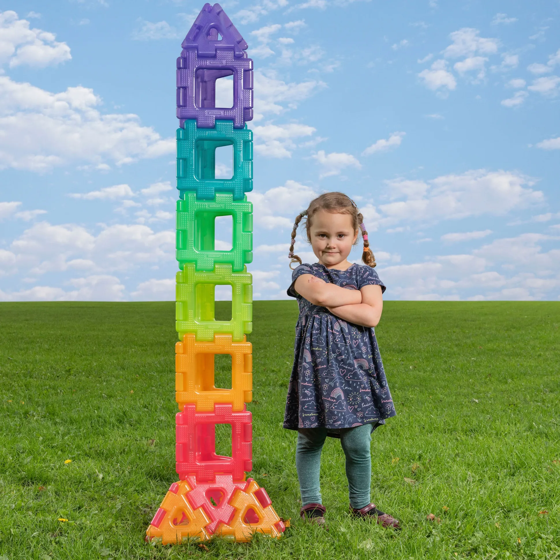 Translucent Giant Polydron 60 Piece Construction Set | Large STEM Building Shapes with Squares & Triangles
