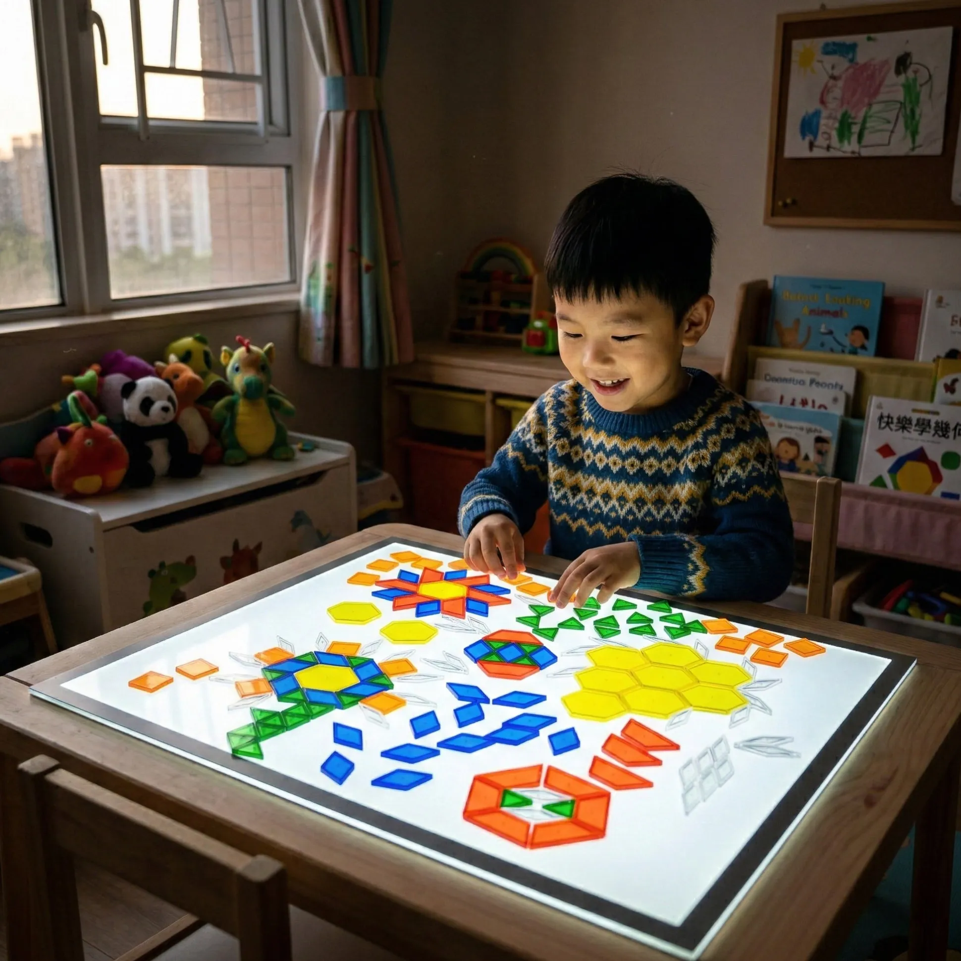 Translucent Light Table Pattern Blocks | 147-Piece Creative STEM Learning Set