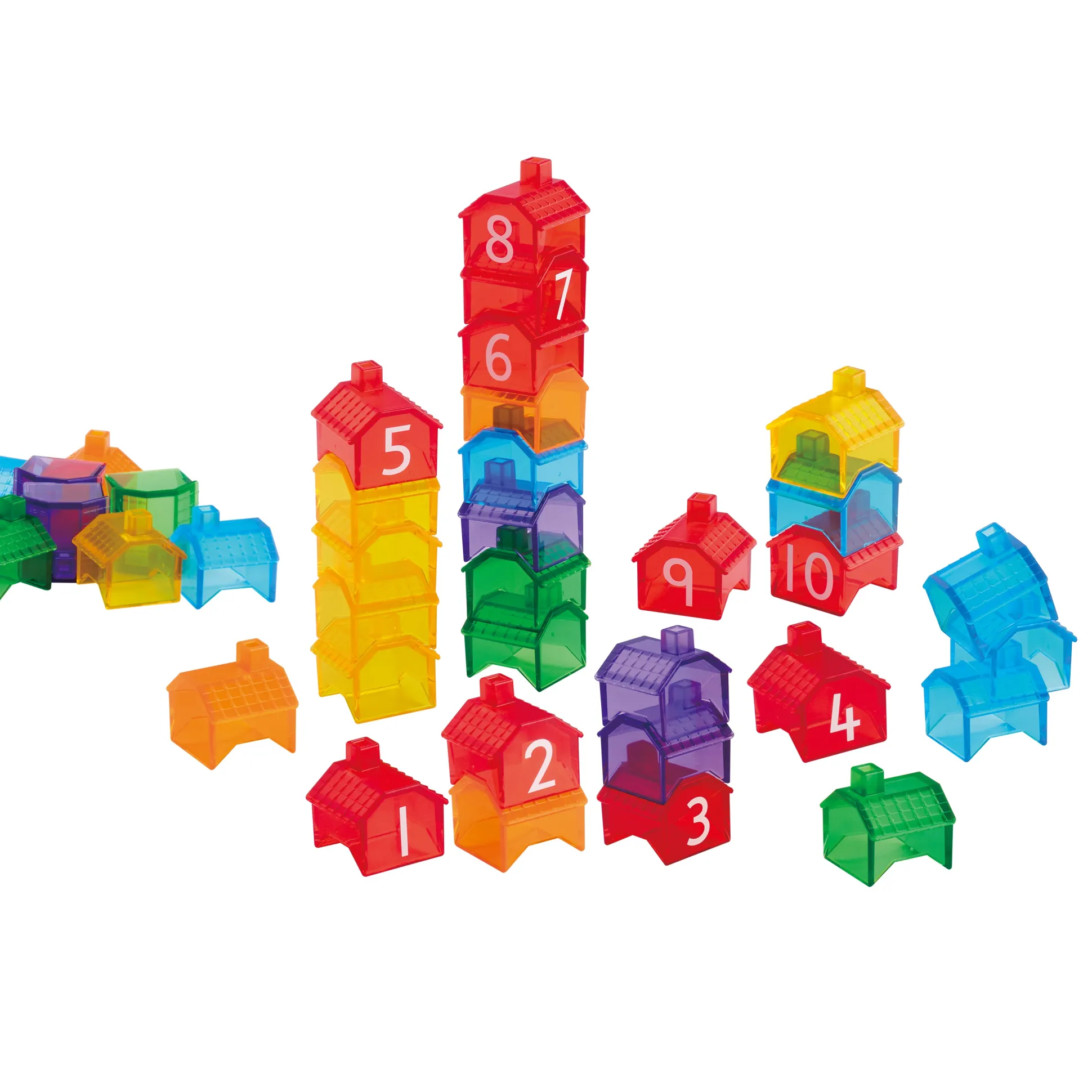 Translucent Stacking Houses | 55-Piece Light Table Construction & Early Math Set