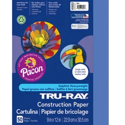 Tru-Ray® Construction Paper, Blue, 9" x 12" - 50 Sheets