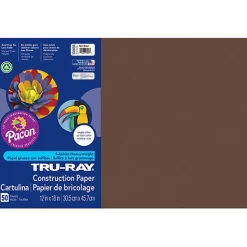 Tru-Ray® Construction Paper, Dark Brown, 12" x 18" - 50 Sheets