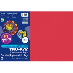 Tru-Ray® Construction Paper, Holiday Red, 12" x 18" - 50 Sheets
