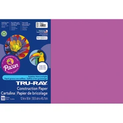 Tru-Ray® Construction Paper, Magenta, 12" x 18" - 50 Sheets