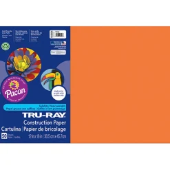 Tru-Ray® Construction Paper, Orange, 12" x 18" - 50 Sheets