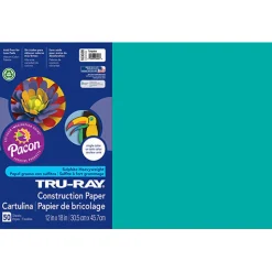 Tru-Ray® Construction Paper, Turquoise, 12" x 18" - 50 Sheets
