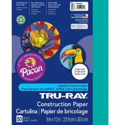 Tru-Ray® Construction Paper, Turquoise, 9" x 12" - 50 Sheets
