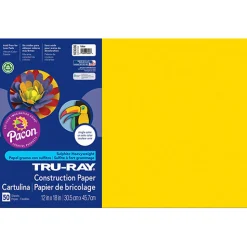 Tru-Ray® Construction Paper, Yellow, 12" x 18" - 50 Sheets