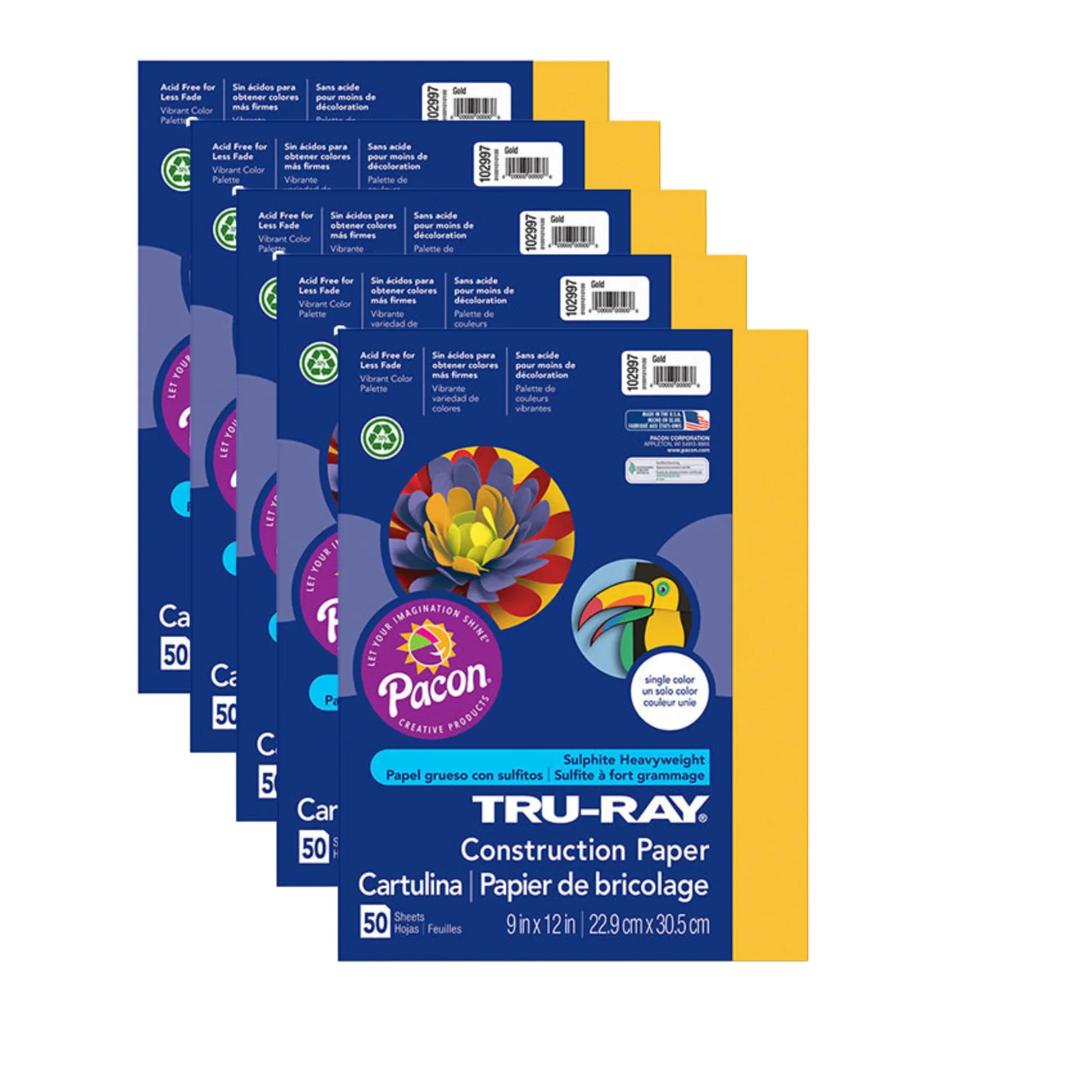 Tru-Ray Heavyweight Construction Paper - 250 Sheets - Gold - 9" x 12"