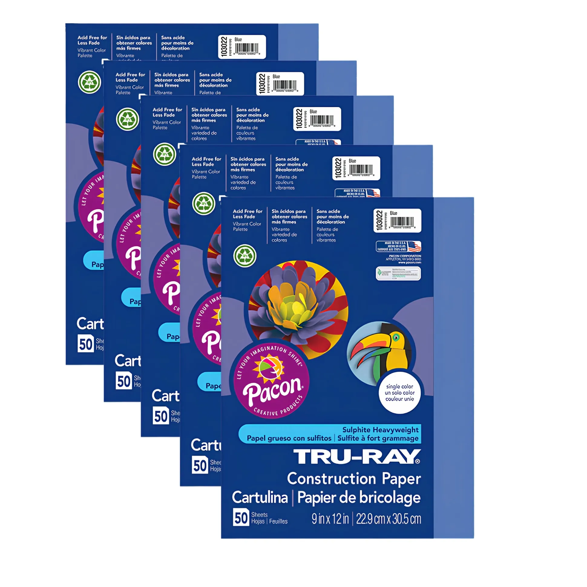 Tru-Ray Heavyweight Construction Paper - 250 Sheets - Blue - 9" x 12"