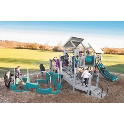 Unity Climbing Playground | Recycled Metal & Plastic | Multi-Level Play with Shade, Tunnel Crawl, and Quiet Spaces
