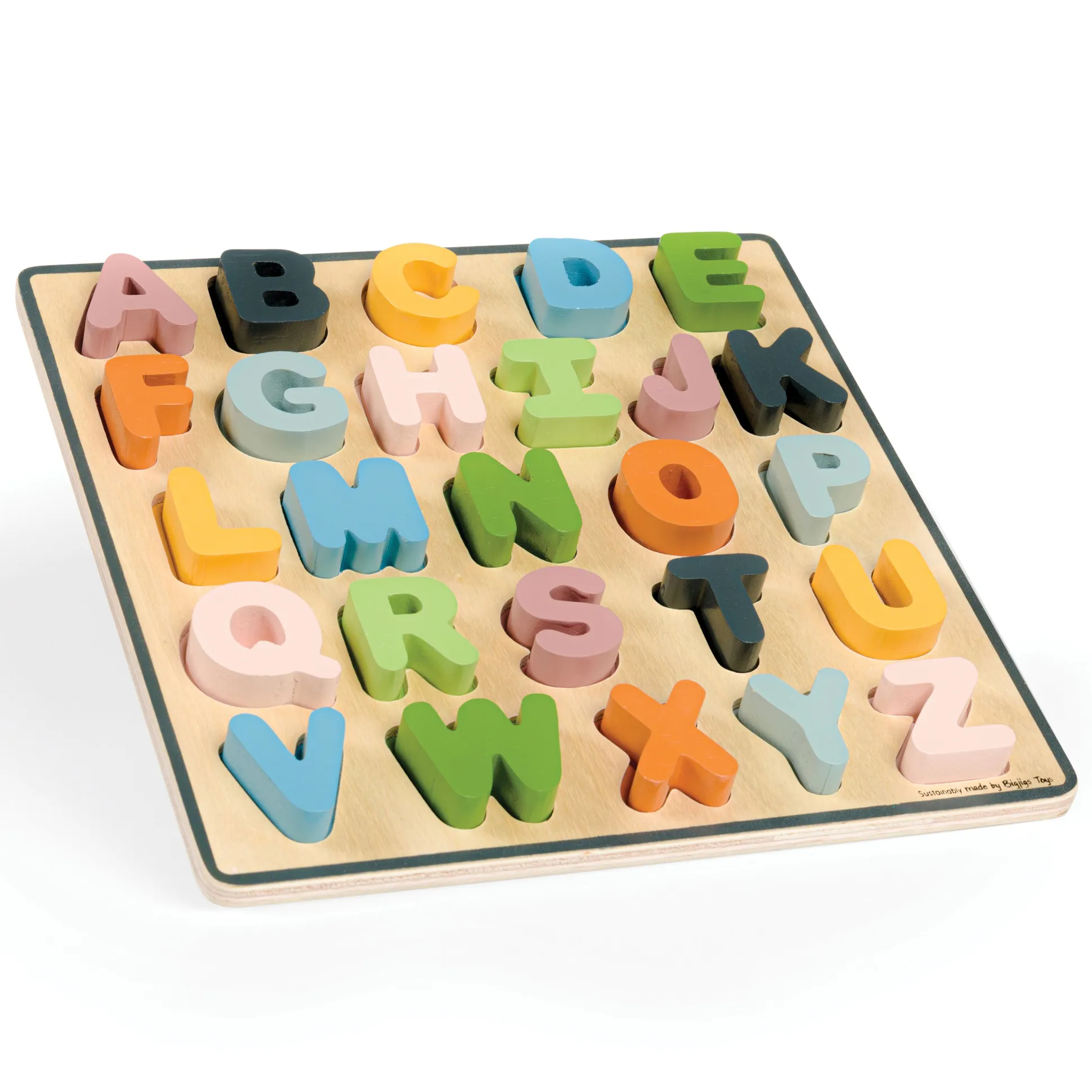 Uppercase Alphabet Wooden Puzzle | 26 Piece ABC Learning Board with Color-Matched Letters