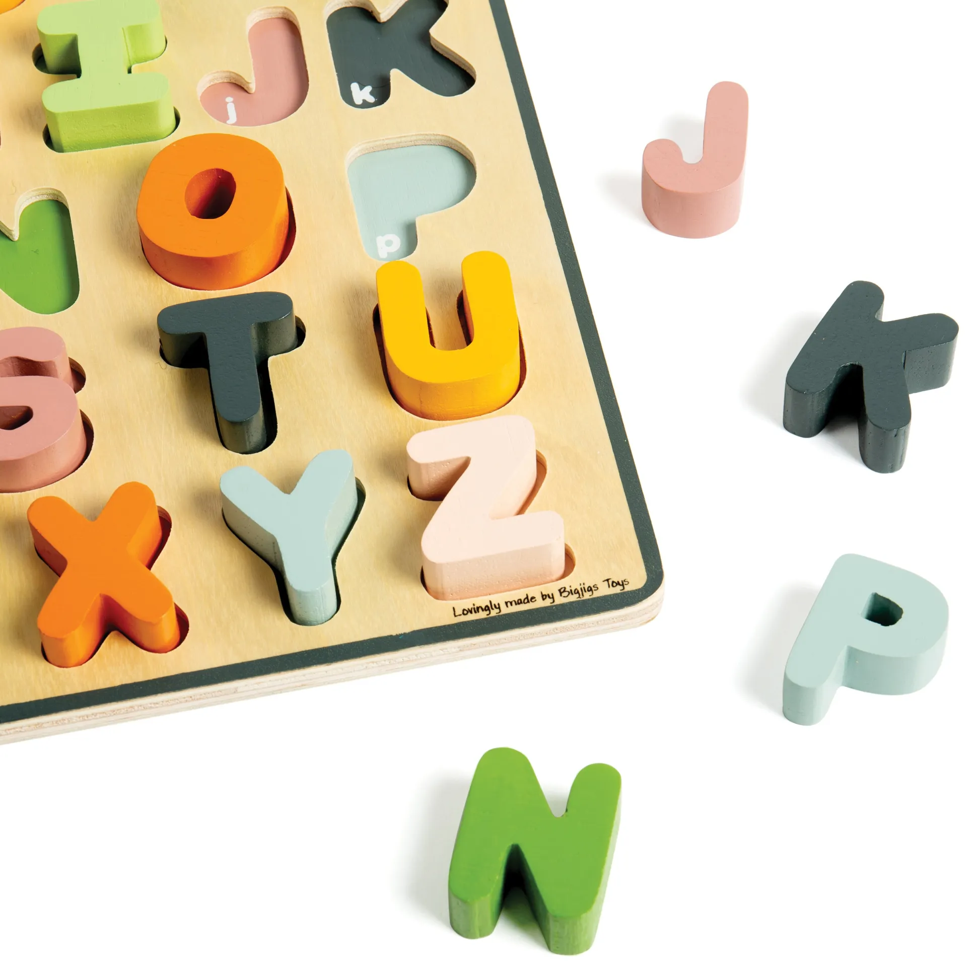 Uppercase Alphabet Wooden Puzzle | 26 Piece ABC Learning Board with Color-Matched Letters