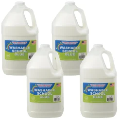 Washable White School Glue Gallon Bundle | Set of 4 Non-Toxic Craft Glue Jugs