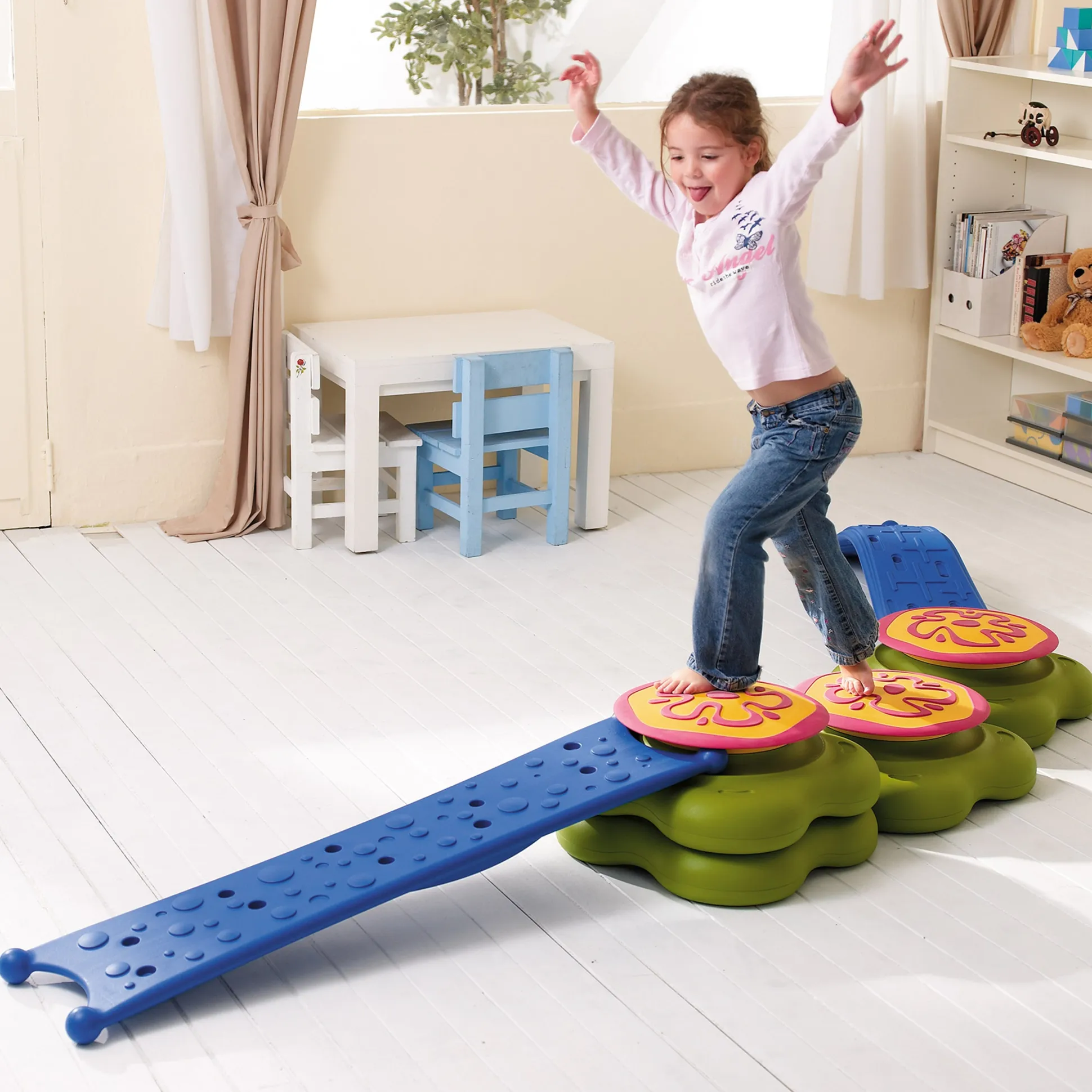 Water Lily Balance Path Set with Stackable Islands & Bridges | 6-Piece Modular Balance & Gross Motor Play System