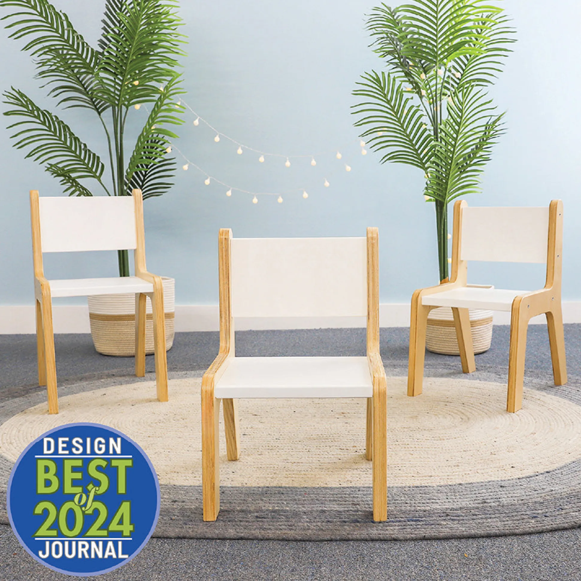 Whitney Plus 10" White Modern Birch Chair | Antimicrobial & Fully Assembled