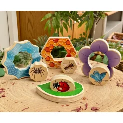Who’s Hiding Garden Bugs Wooden Puzzle Set | Double-Sided Toddler Puzzle with Hidden Insects & Habitat Scenes