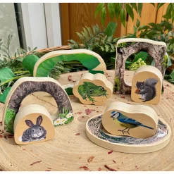 Who’s Hiding Woodland Animals Wooden Puzzle Set | Double-Sided Toddler Puzzle with Hidden Animals & Habitat Scenes