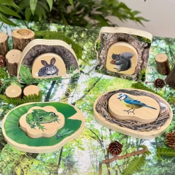 Who’s Hiding Woodland Animals Wooden Puzzle Set | Double-Sided Toddler Puzzle with Hidden Animals & Habitat Scenes