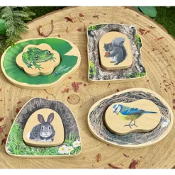 Who’s Hiding Woodland Animals Wooden Puzzle Set | Double-Sided Toddler Puzzle with Hidden Animals & Habitat Scenes