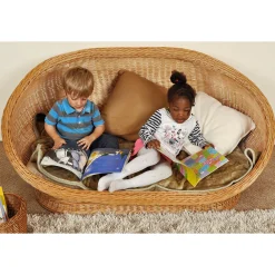 Wicker Reading Couch with Cushion | Natural Cosy Sofa Seating